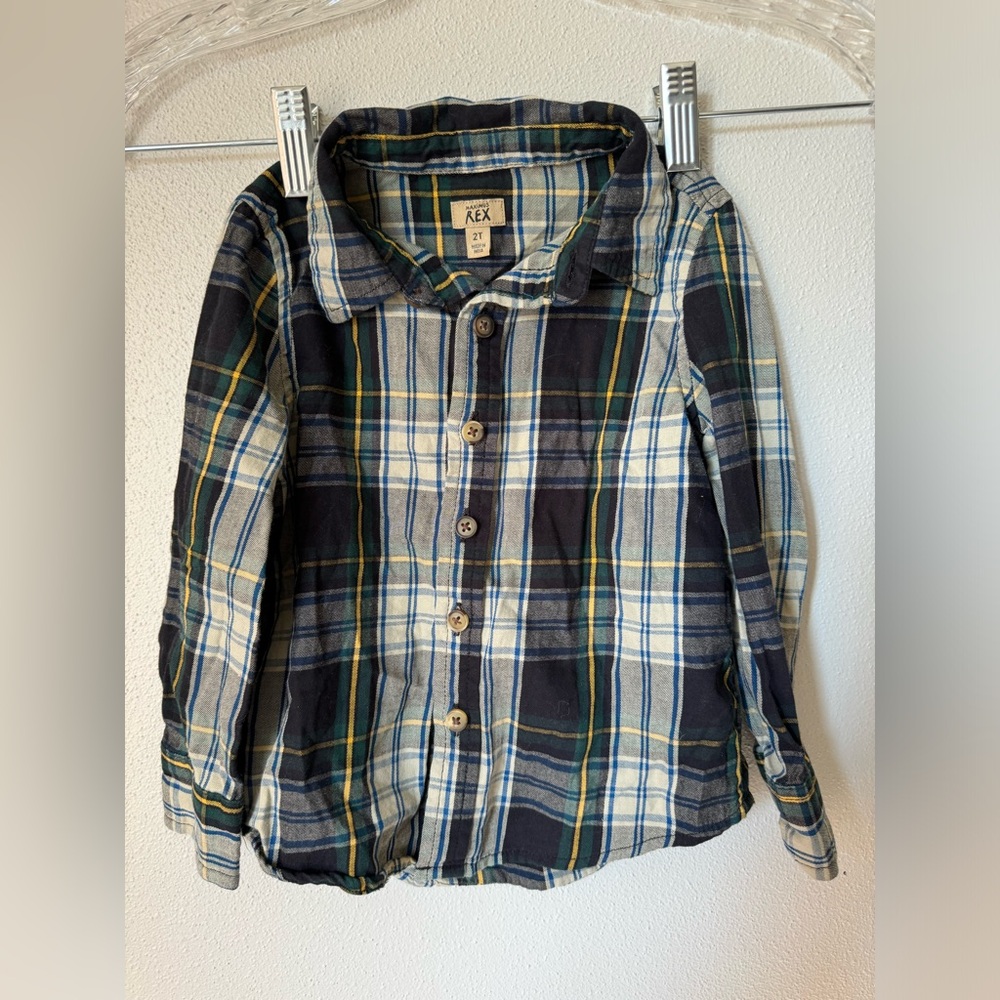 Maximus Rex Plaid Long Sleeve Button Up 2T